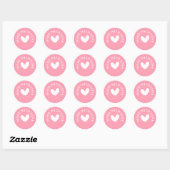 Sticker Rond Doux Rose "Fabriqué avec Amour" (Feuille)