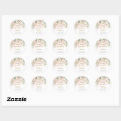 Sticker Rond Doux roses rose pâle eucalyptus et mariage d'or (Feuille)