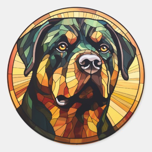 Sticker Rond Doux tournevis en verre chien Rottweiler (Devant)