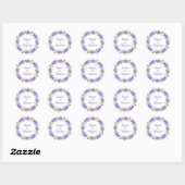 Sticker rond doux violet Mariage classique (Feuille)