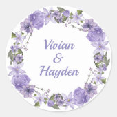 Sticker rond doux violet Mariage classique (Devant)