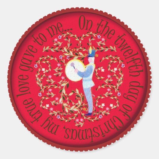 Sticker Rond Douze batteurs qui tambourinent (Devant)