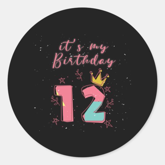 Sticker Rond Douzième anniversaire 12e anniversaire (Devant)