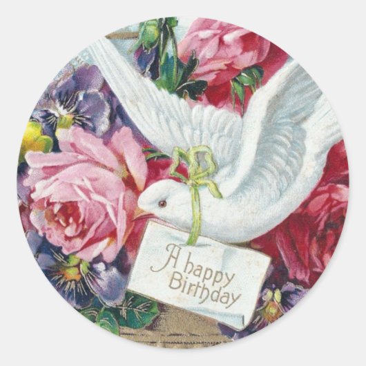 Sticker Rond Dove d'anniversaire (Devant)