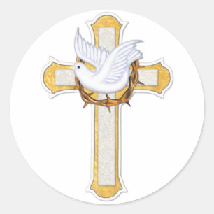 Sticker Rond Dove et Croix