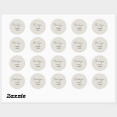 Sticker Rond Dove Grey | Mariage de Merci de script simple chic (Feuille)