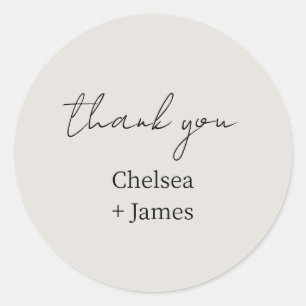 Sticker Rond Dove Grey Mariage de Merci de script simple chic