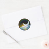 Sticker Rond Dove of peace holy spirit over earth with Rainbow. (Enveloppe)
