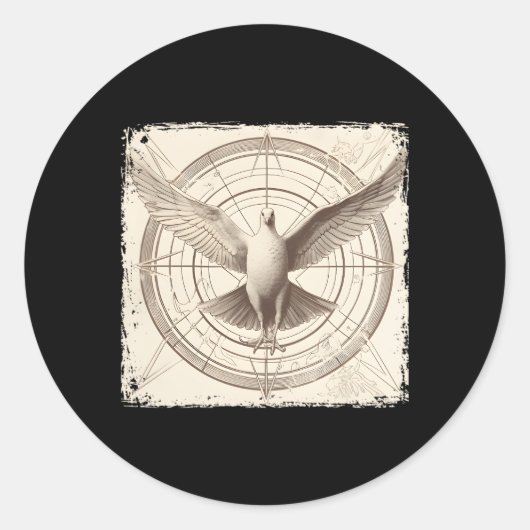 Sticker Rond Dove Vitruvian Dove Bird Dove (Devant)