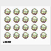 Sticker Rond Doves & Fleurs (Feuille)