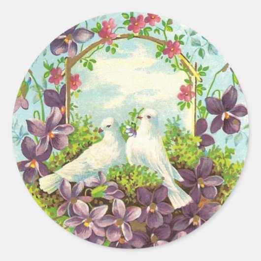 Sticker Rond Doves & Fleurs (Devant)