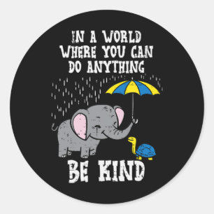 Sticker Rond Down Sensibilisation au syndrome Elephant Be Kind