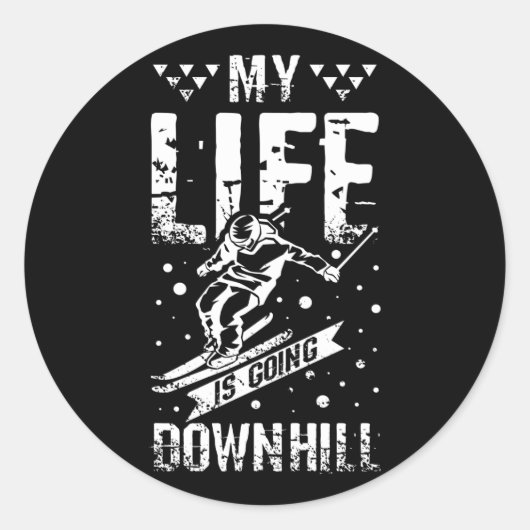 Sticker Rond Downhill Skiing (Devant)