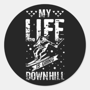 Sticker Rond Downhill Skiing