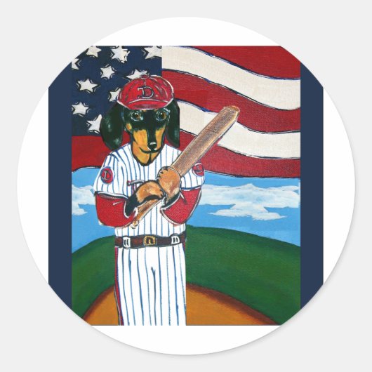 Sticker Rond Doxie de baseball (Devant)