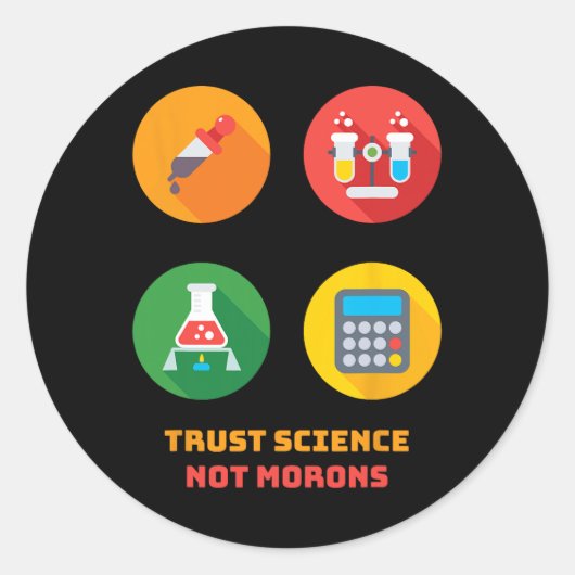 Sticker Rond Dr. Anthony Fauci Trust Science Not Morons Retro V (Devant)