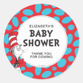 Sticker Rond Dr. Seuss Cat dans le Baby shower Casquette (Devant)