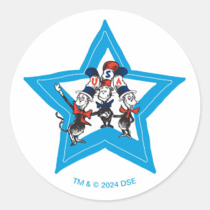 Sticker Rond Dr. Seuss   Chapeaux graphiques Little Cats USA