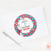 Sticker Rond Dr Seuss | Chat à l'anniversaire du Casquette (Enveloppe)