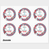 Sticker Rond Dr Seuss | Chat à l'anniversaire du Casquette (Feuille)