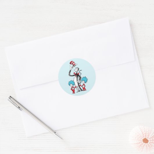 Sticker Rond Dr Seuss | Chat dans le Casquette, Chose un & Chos (Enveloppe)