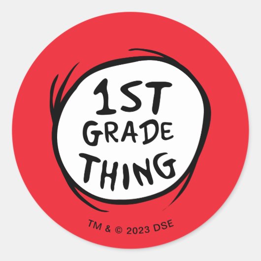 Sticker Rond Dr Seuss | Chose Une Chose Deux - 1ère Chose (Devant)