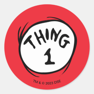 Sticker Rond Dr Seuss   Chose Une Chose Deux - Chose Une