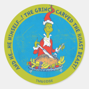 Sticker Rond Dr. Seuss Grinch Rôti de Noël