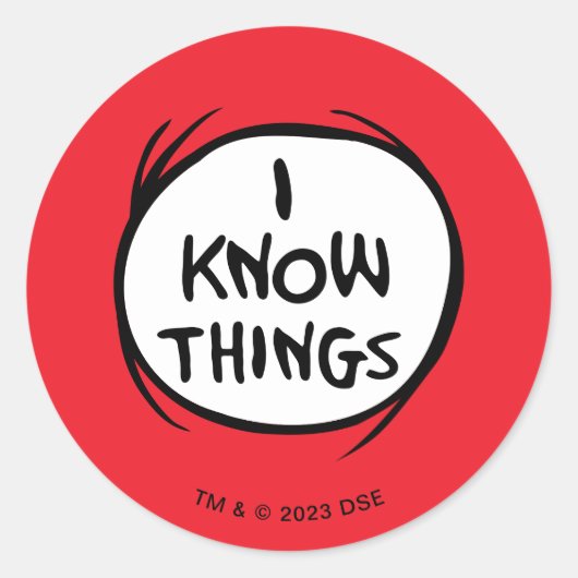 Sticker Rond Dr Seuss | La Chose Deux - Je Connais Les Choses (Devant)