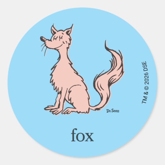 Sticker Rond Dr. Seuss | Renard Rose (Devant)
