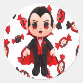 Sticker Rond Dracula Drôle Pour Halloween (Devant)