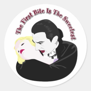 Sticker Rond Dracula, Le Premier Bite Est Le Plus Doux