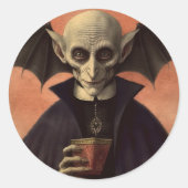 Sticker Rond Dracula Vampire Effrayant Halloween Rond (Devant)