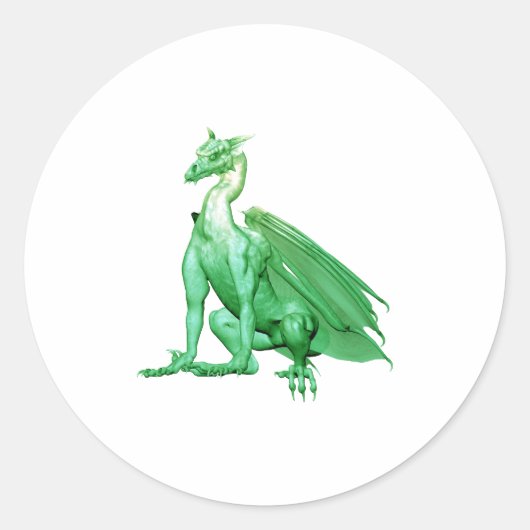 Sticker Rond Dragon à assise vert clair (Devant)