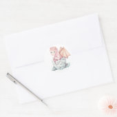 Sticker Rond Dragon à éclosion rose (Enveloppe)