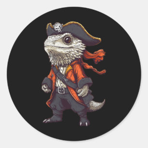 Sticker Rond Dragon À Portes Habillé Comme Un Pirate Drôle Hall