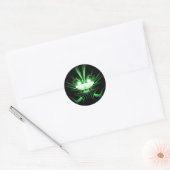 Sticker Rond Dragon Alien vert aux yeux brillants (Enveloppe)