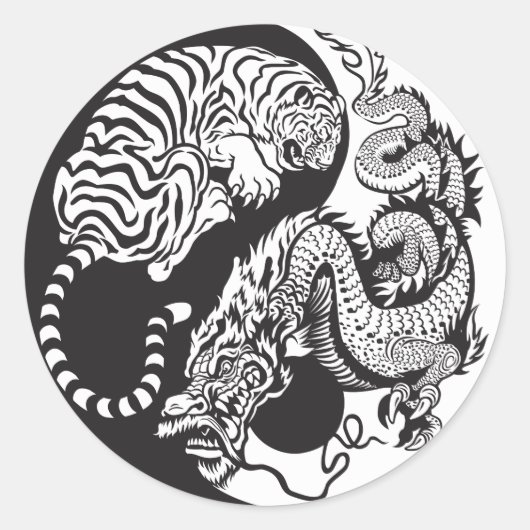 Sticker Rond dragon and tiger yin yang (Devant)
