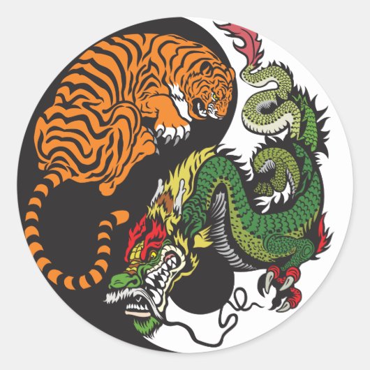 Sticker Rond dragon and tiger yin yang (Devant)