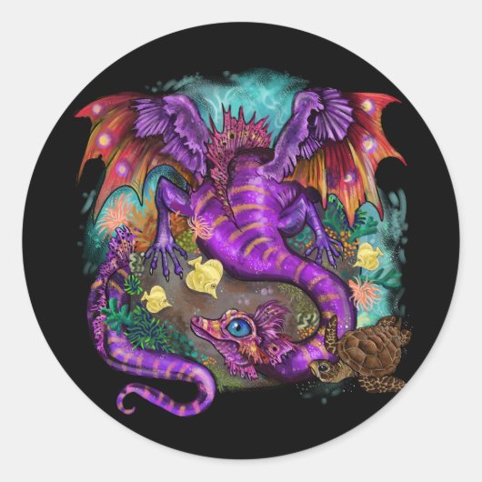 Sticker Rond Dragon aquatique (Devant)
