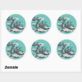 Sticker Rond Dragon asiatique (Feuille)