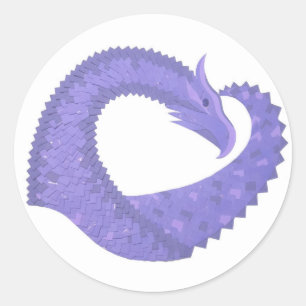Sticker Rond dragon au coeur de pervenche sur fond blanc