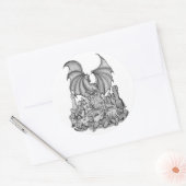 Sticker Rond Dragon avec Zombie (Enveloppe)
