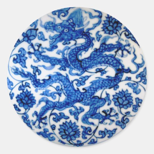 Sticker Rond Dragon bleu (Devant)