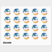 Sticker Rond dragon bleu crachant du feu (Feuille)