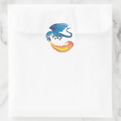 Sticker Rond dragon bleu crachant du feu (Sac)
