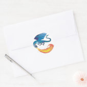 Sticker Rond dragon bleu crachant du feu (Enveloppe)