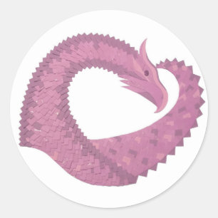 Sticker Rond Dragon cardiaque mauve sur blanc