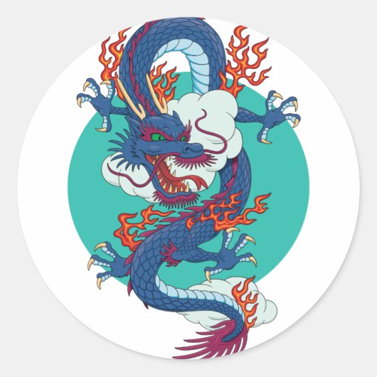 Sticker Rond Dragon chinois (Devant)