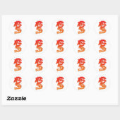 Sticker Rond Dragon chinois (Feuille)